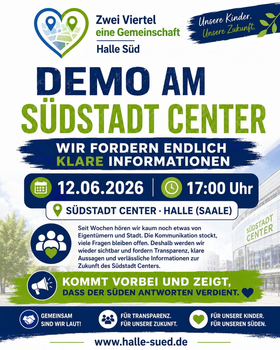 Flyer Demo am Südstadt Center KW24