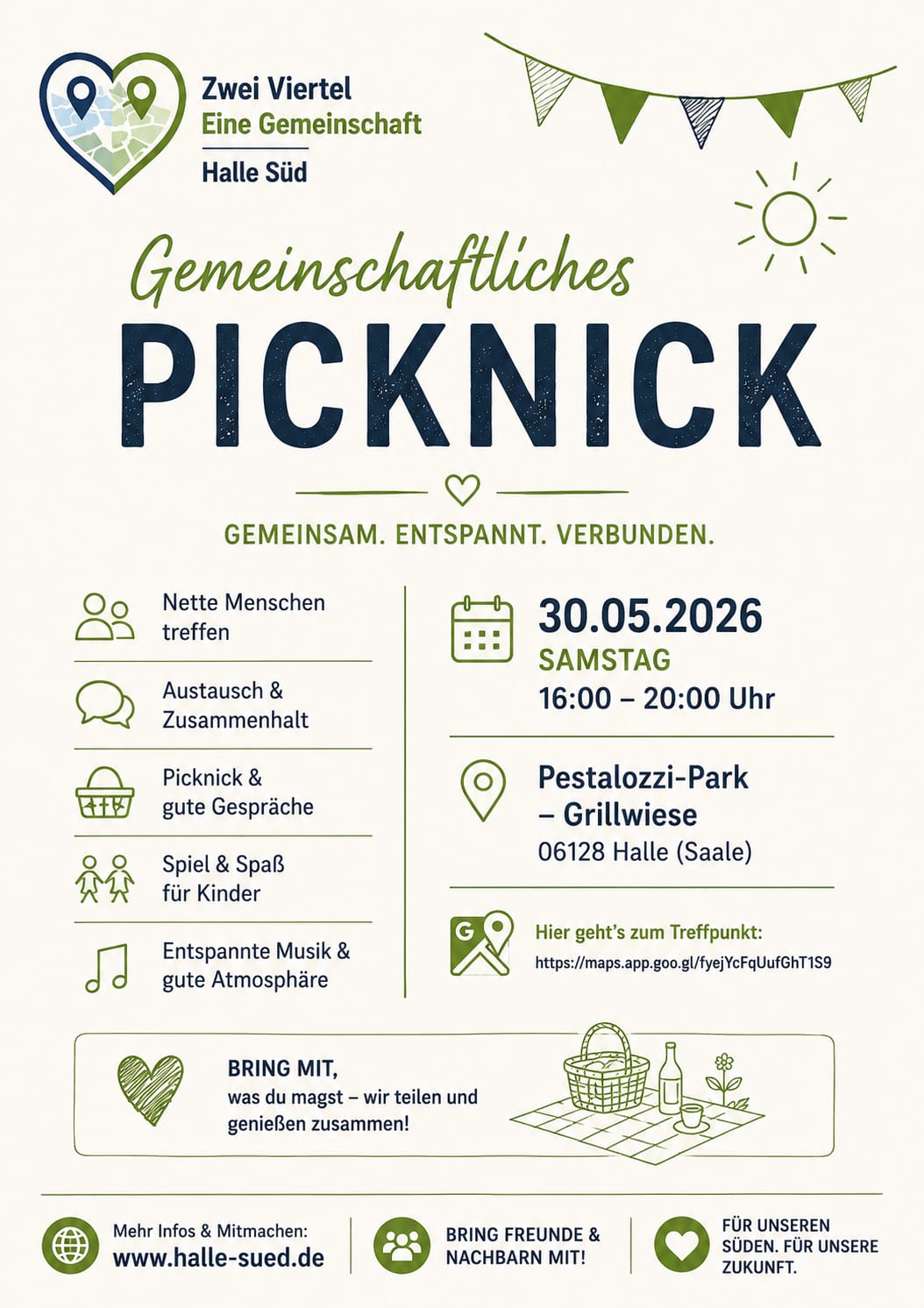 Flyer Gemeinschaftliches Picknick im Pestalozzi Park