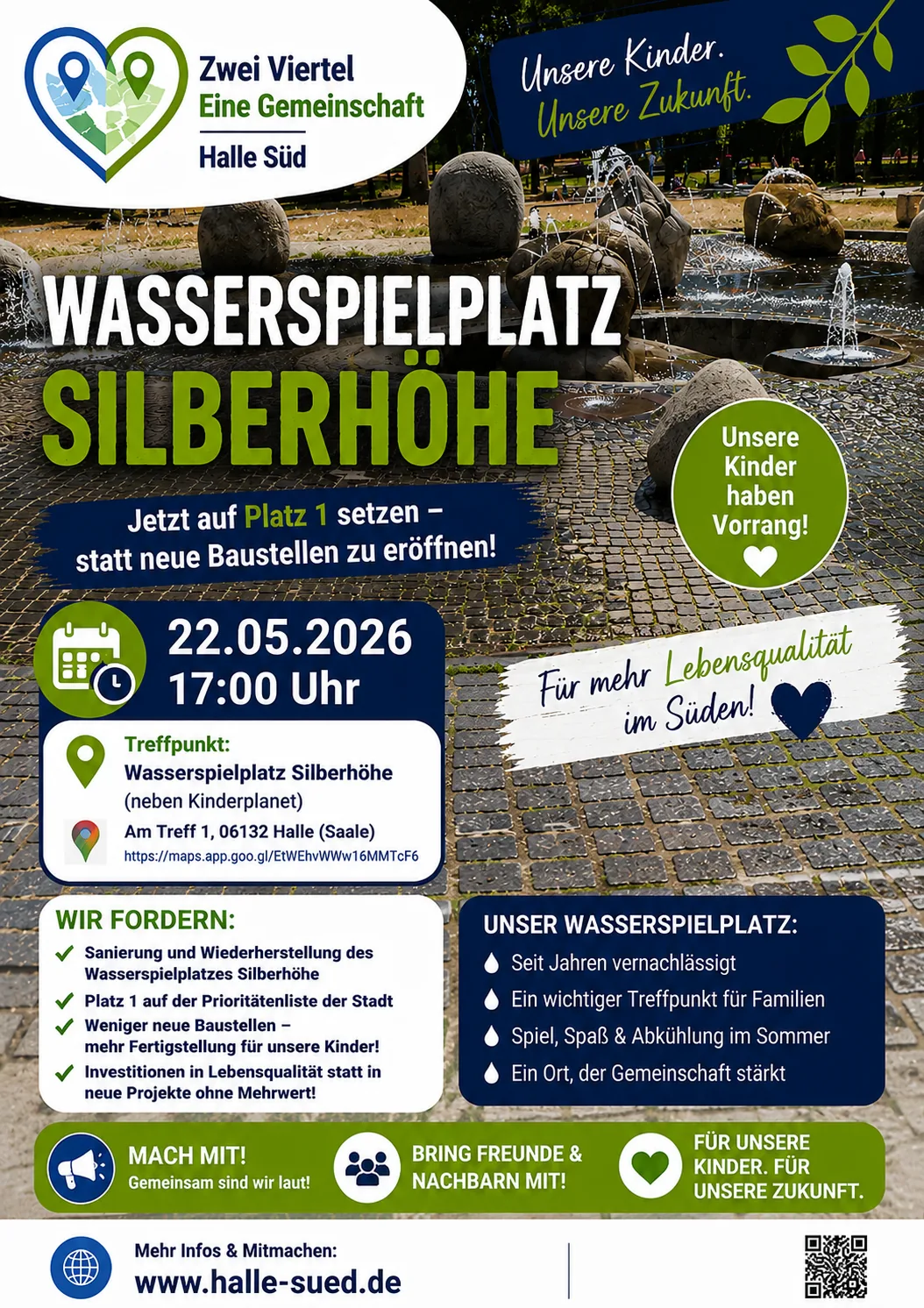 Einladung zum Treff am Wasserspielplatz Silberhöhe